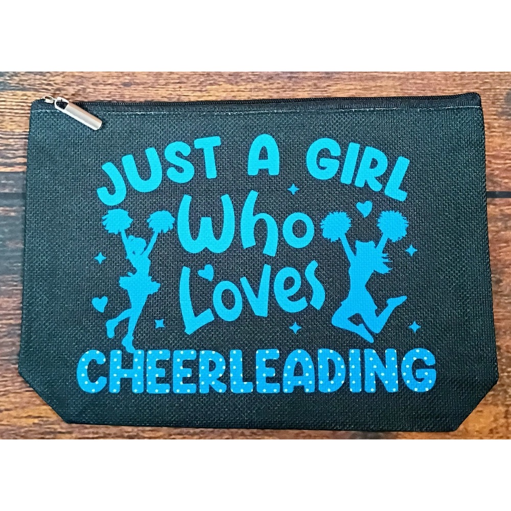 Cheerleading Makeup Bag Just A‎ Girl Who Loves Cheerleading Pouch Black Blue